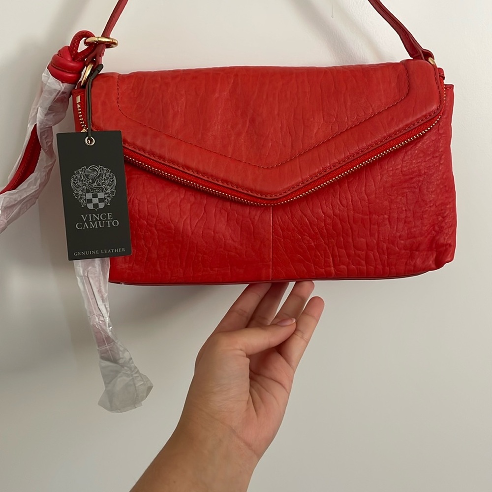 Vince Camuto Bubble Lamb Leather Flap Crossbody - Picture 2 of 9